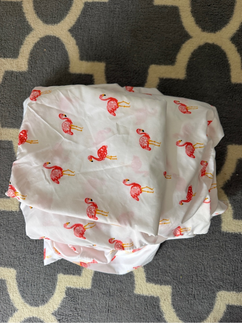 Cute Flamingo Print White twin Sheet Set